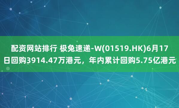 配资网站排行 极兔速递-W(01519.HK)6月17日回购3914.47万港元，年内累计回购5.75亿港元