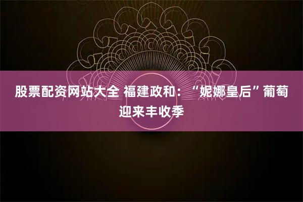 股票配资网站大全 福建政和：“妮娜皇后”葡萄迎来丰收季